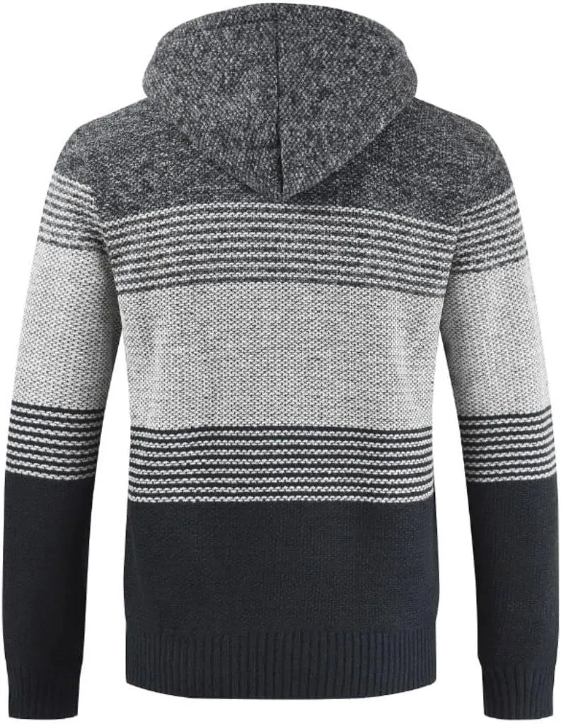 Kinkia Men's Zip Up Hoodies Casual Long Sleeve Full Zipper Sherpa Fleece Lined Knit Cardigan Sweater Jacket with Pockets