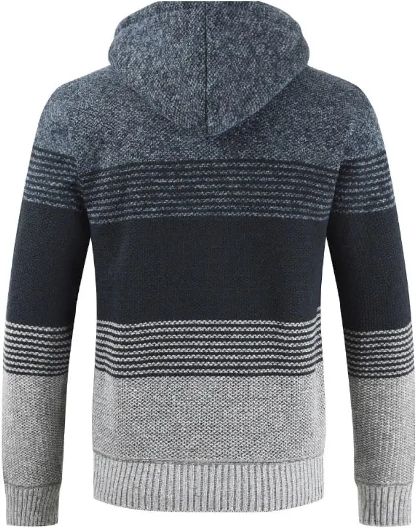 Kinkia Men's Zip Up Hoodies Casual Long Sleeve Full Zipper Sherpa Fleece Lined Knit Cardigan Sweater Jacket with Pockets