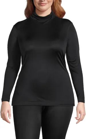 Lands' End Women's Silk Interlock Turtleneck Long Underwear Top