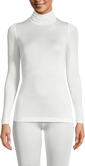 Lands' End Women's Silk Interlock Turtleneck Long Underwear Top
