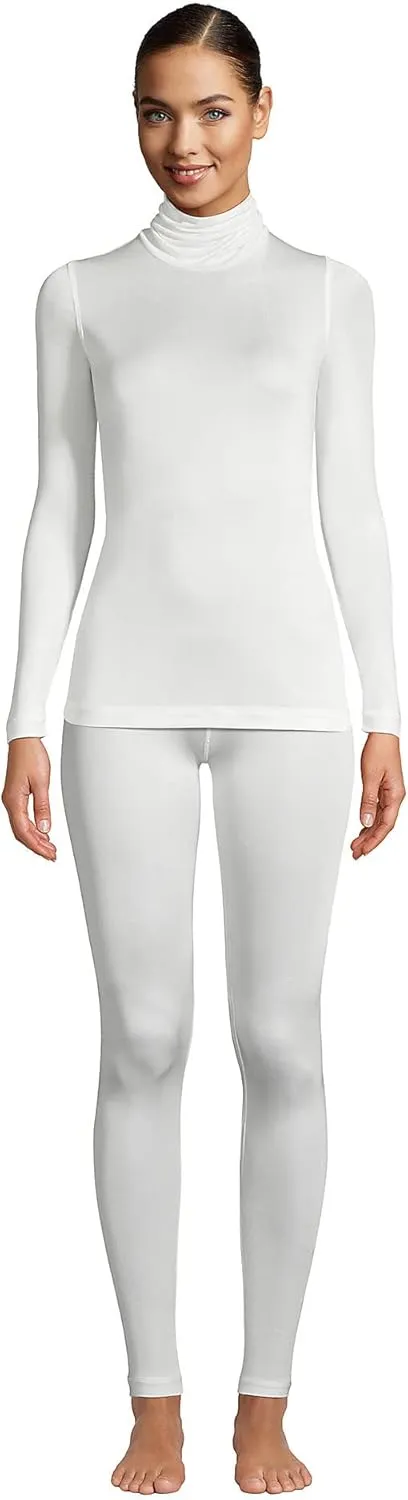 Lands' End Women's Silk Interlock Turtleneck Long Underwear Top