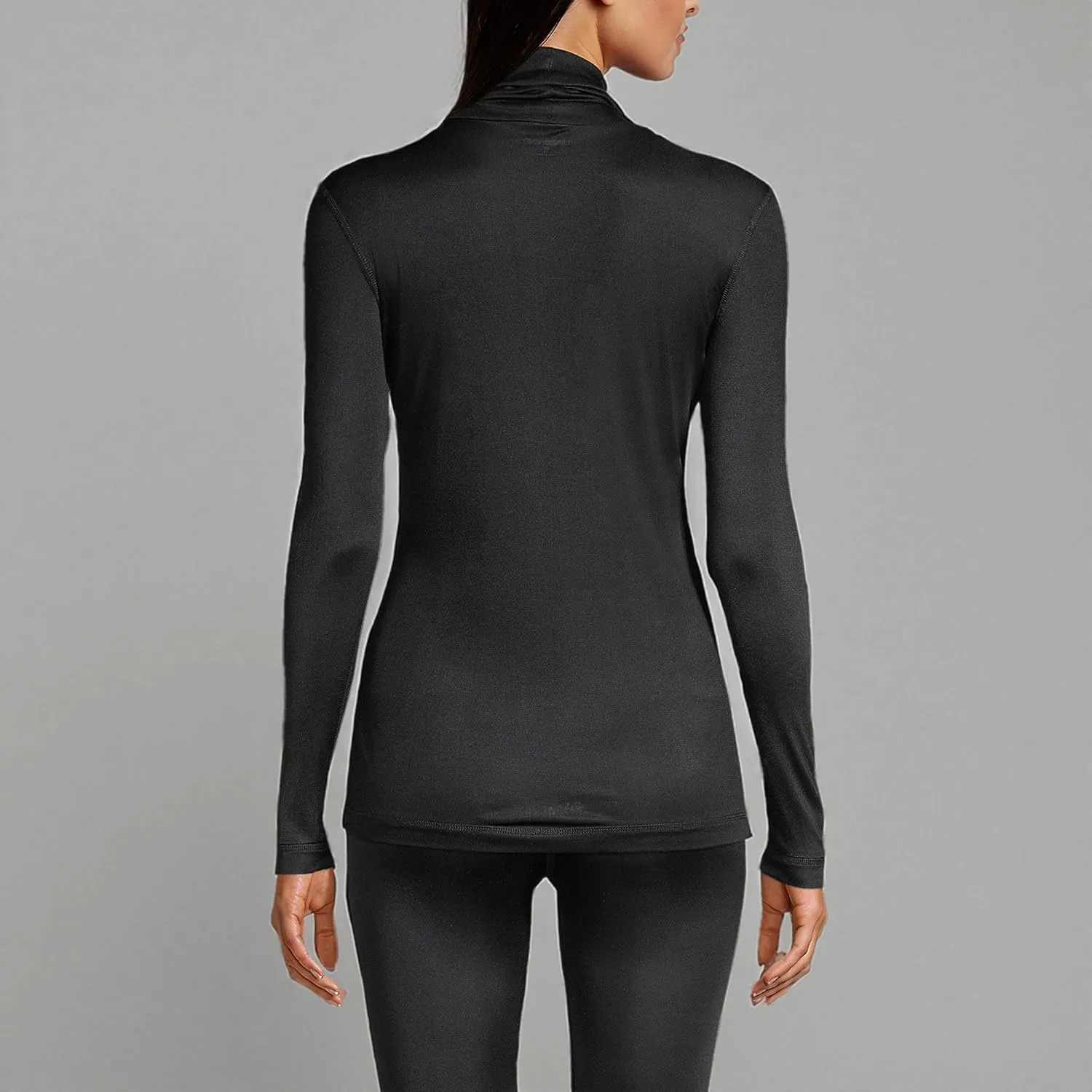 Lands' End Women's Silk Interlock Turtleneck Long Underwear Top
