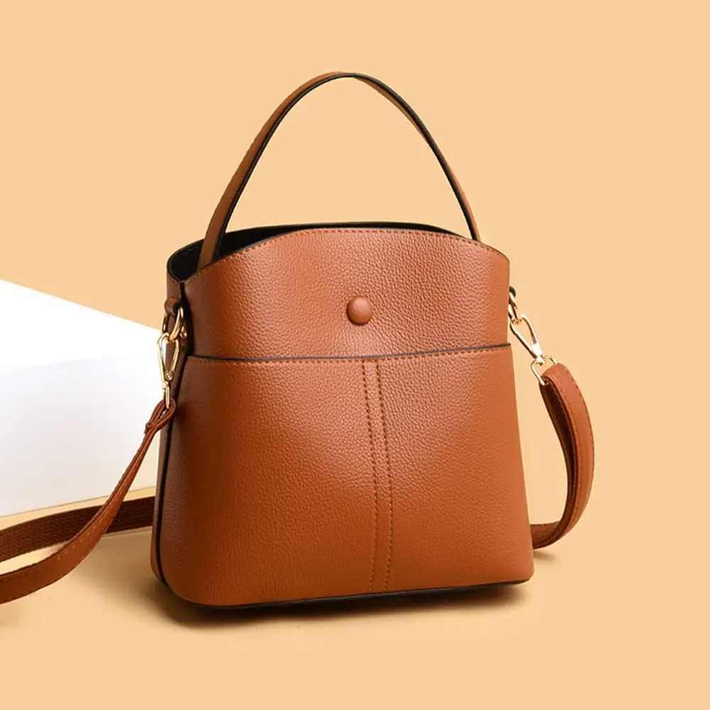 Large Leather Satchel Crossbody Bag for Women - Fashionable Blue Tote Handbag