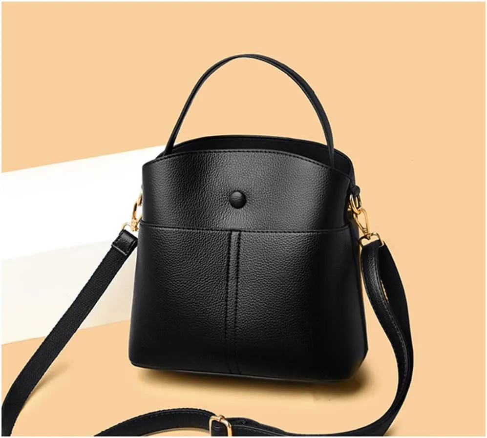 Large Leather Satchel Crossbody Bag for Women - Fashionable Blue Tote Handbag