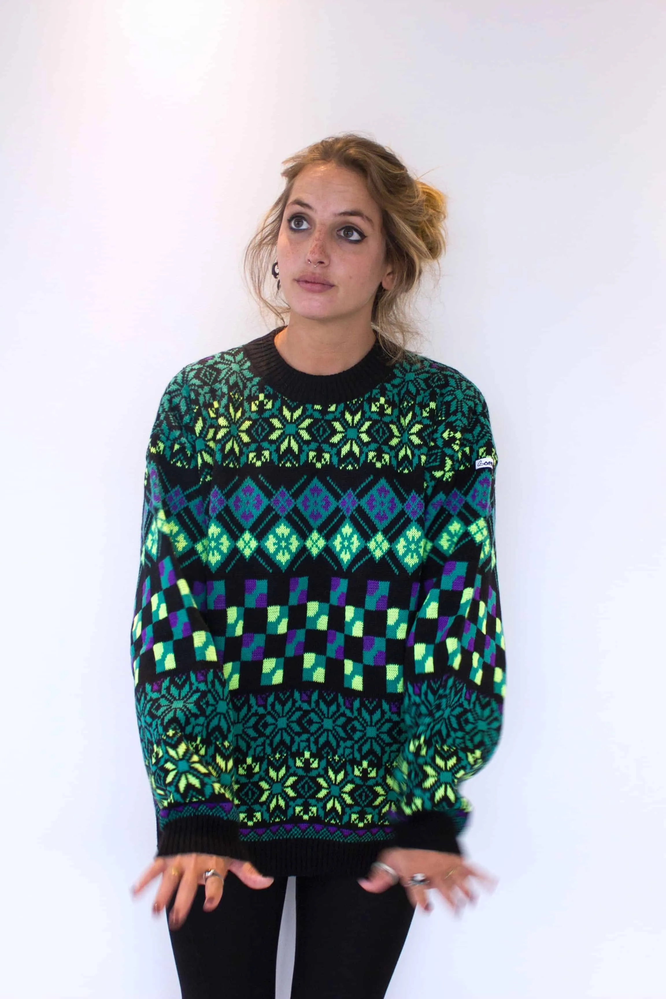 LÖFFLER 90s Neon Pattern Sweater