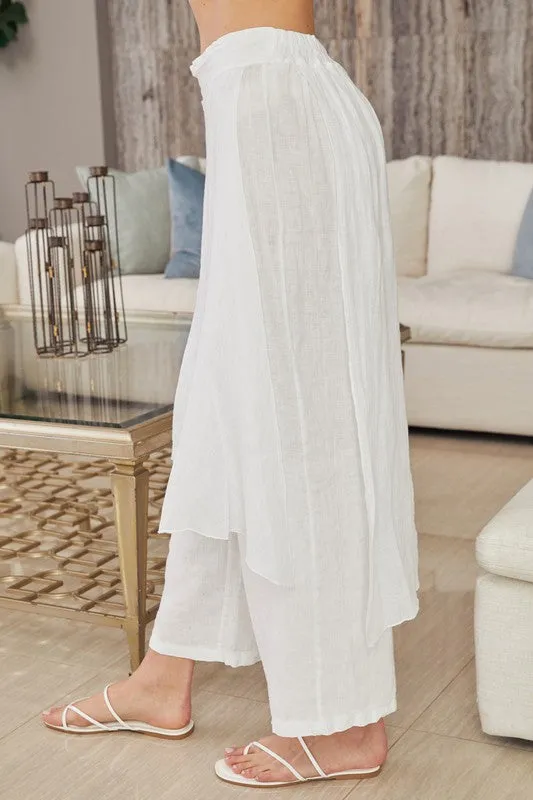 Linen Layered Skirted Pants