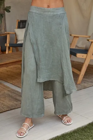 Linen Layered Skirted Pants