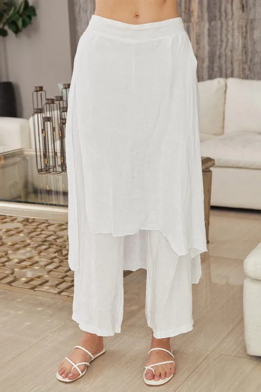 Linen Layered Skirted Pants
