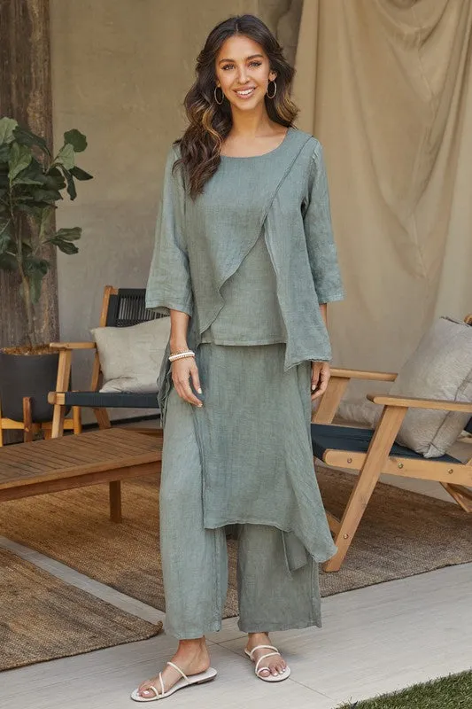 Linen Layered Skirted Pants
