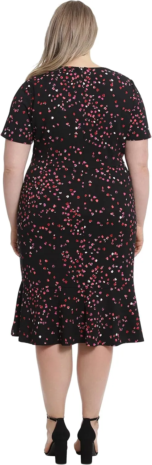 London Times Women's V-Neck Polished Flounce Hem Twist Waist Detail Feminine Office Event Guest of