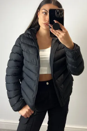 Lorena Black Hooded Puffer Jacket
