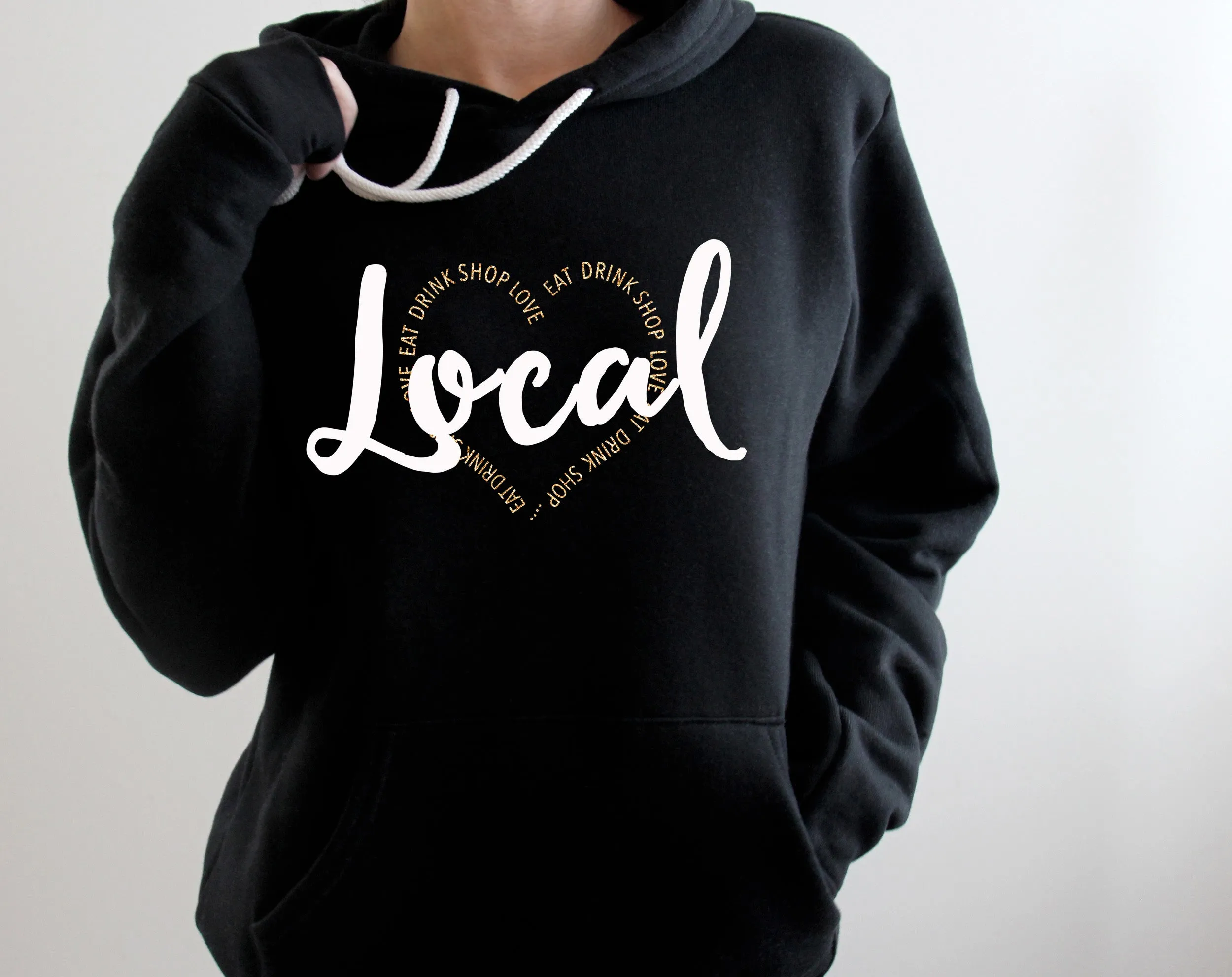Love Local Cozy Hoodie in Black