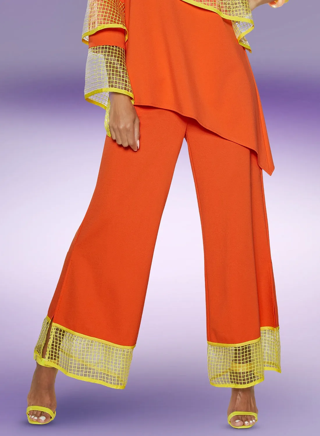 Love The Queen 17375P - Tang Yel - Mesh Trim Chiffon Pants