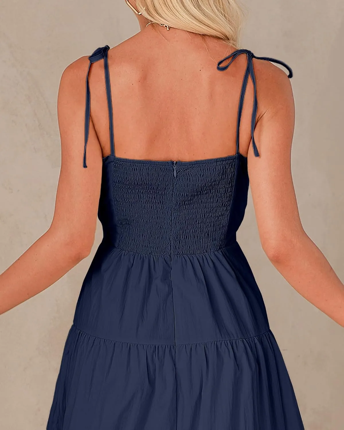 luvamia Long Flowy Dresses for Women Tiered Cut Out Midi Dress Self Tied Spaghetti Strap Summer Vacation Dinner Outfit