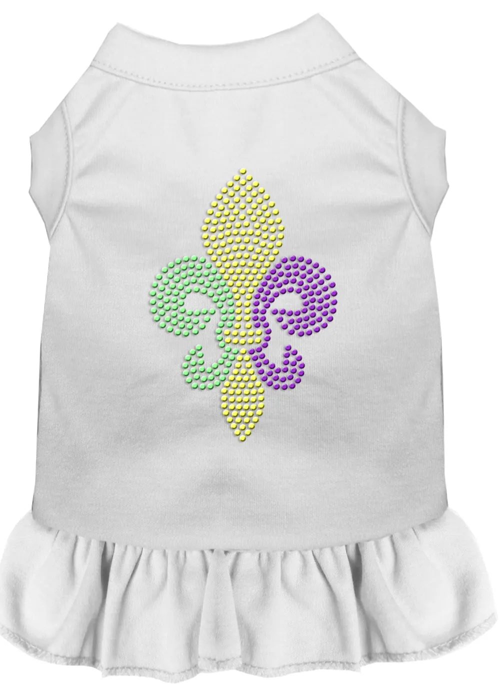 Mardi Gras Fleur De Lis Rhinestone Dress White Xxxl
