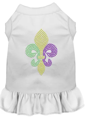 Mardi Gras Fleur De Lis Rhinestone Dress White Xxxl