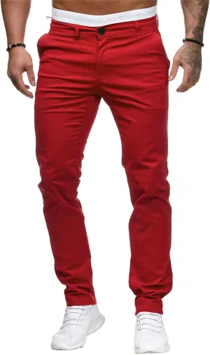 Men's Chinos Pants Slim Fit Stretchy Dress Pants Flat-Front Tapered Legs Slacks for Casual to Semi-Formal Occasions