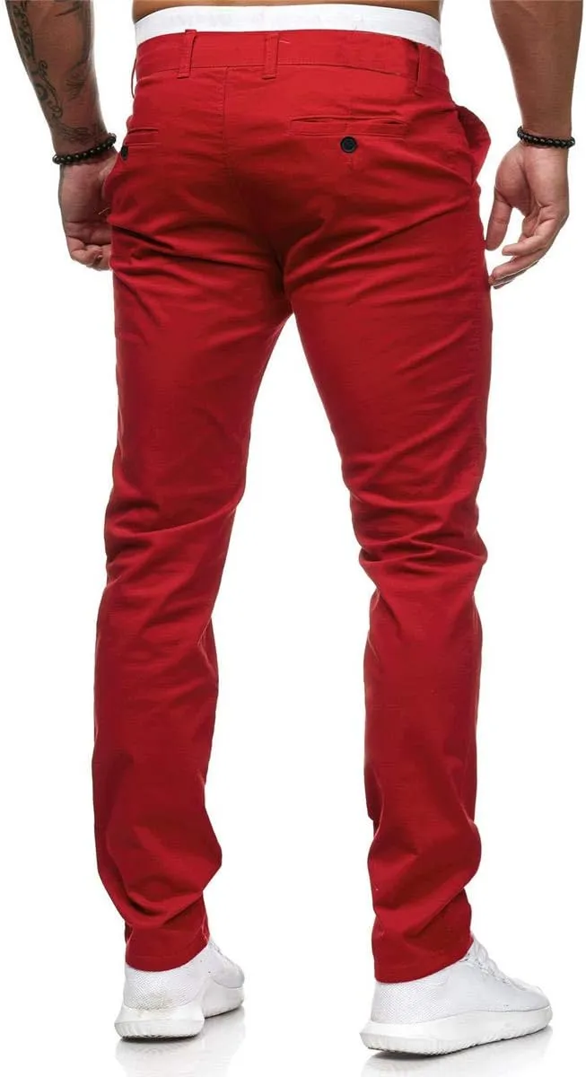Men's Chinos Pants Slim Fit Stretchy Dress Pants Flat-Front Tapered Legs Slacks for Casual to Semi-Formal Occasions