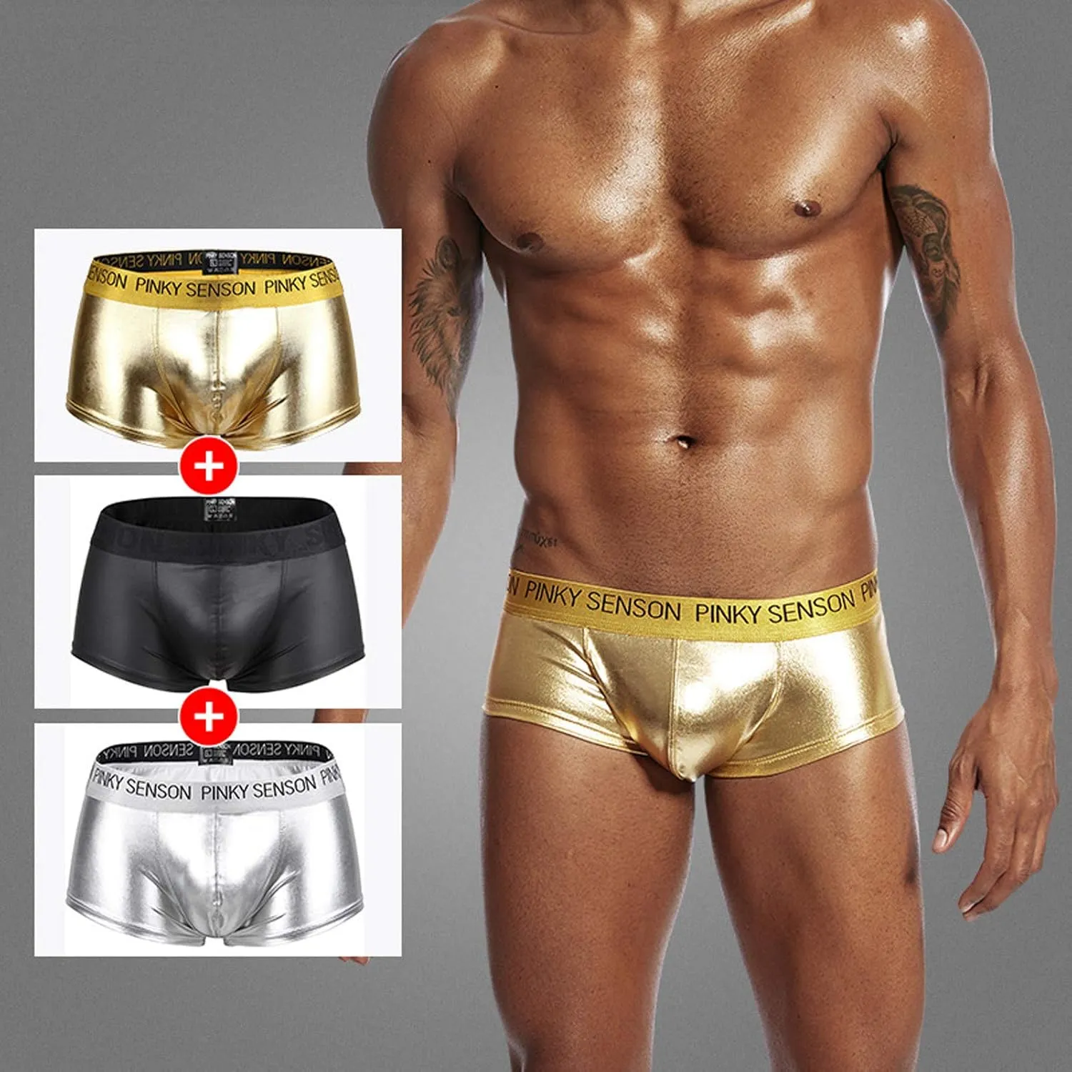 Men's Leather Underwear Big Bag Men's Shorts Sexy Creative Flat Angle Trunks Fashionable Boxers Briefs