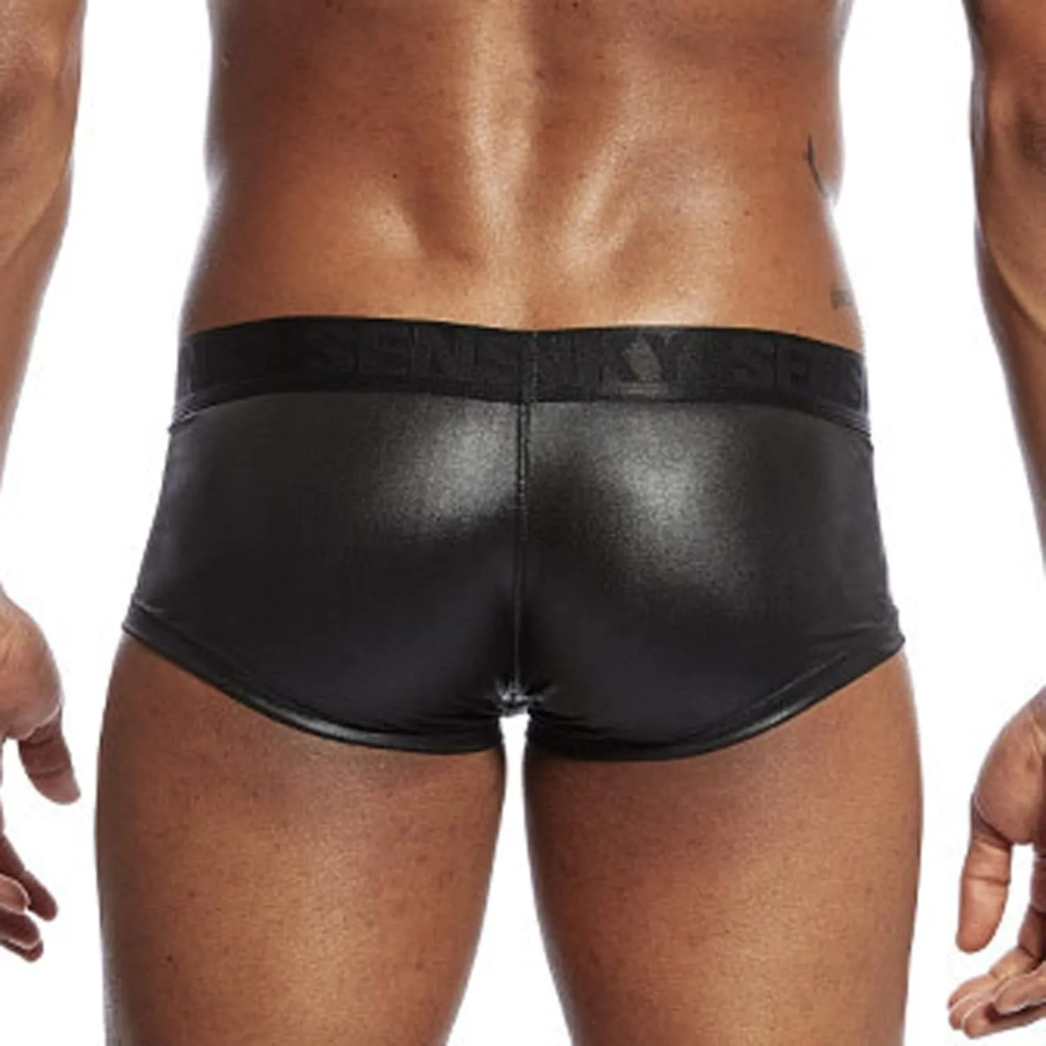 Men's Leather Underwear Big Bag Men's Shorts Sexy Creative Flat Angle Trunks Fashionable Boxers Briefs