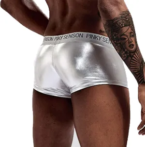 Men's Leather Underwear Big Bag Men's Shorts Sexy Creative Flat Angle Trunks Fashionable Boxers Briefs