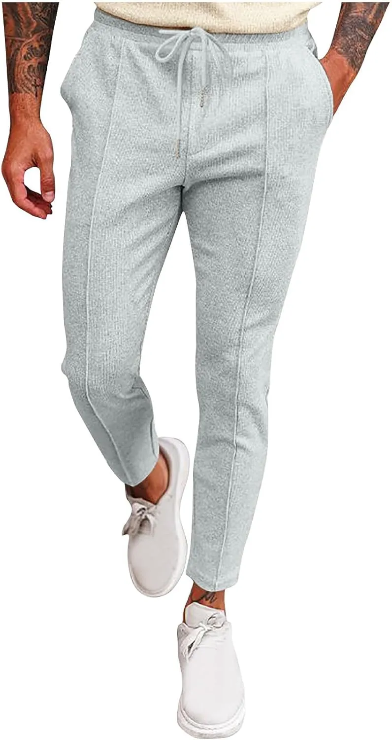 Men's Slim Fit Lightweight Athletic Joggers Hiking Sweatpants Stretch Running Track Gym Workout Pants with Pockets