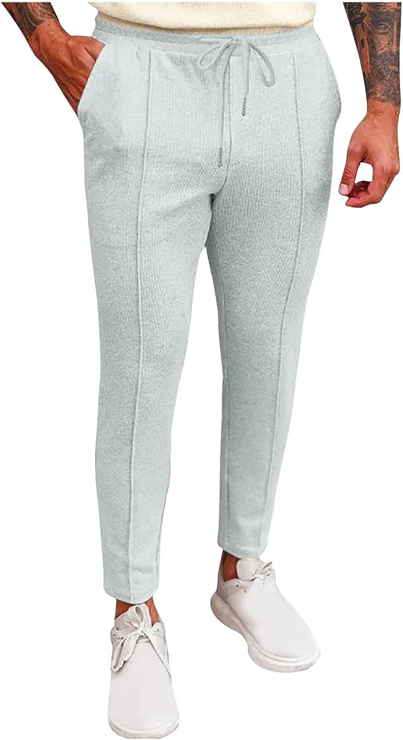 Men's Slim Fit Lightweight Athletic Joggers Hiking Sweatpants Stretch Running Track Gym Workout Pants with Pockets