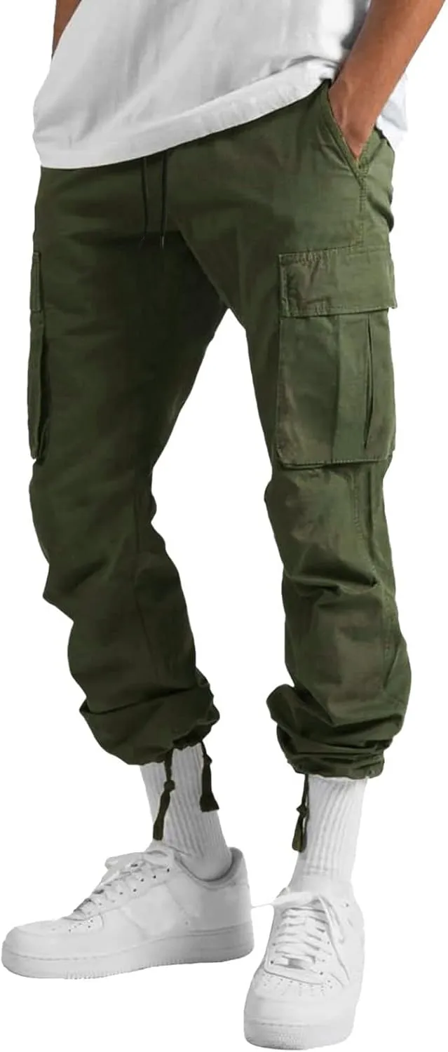 Mens Tactical Pants Cargo Sweatpants Heavyweight Baggy Pants with Pockets Joggers Pant Athletic Trousers