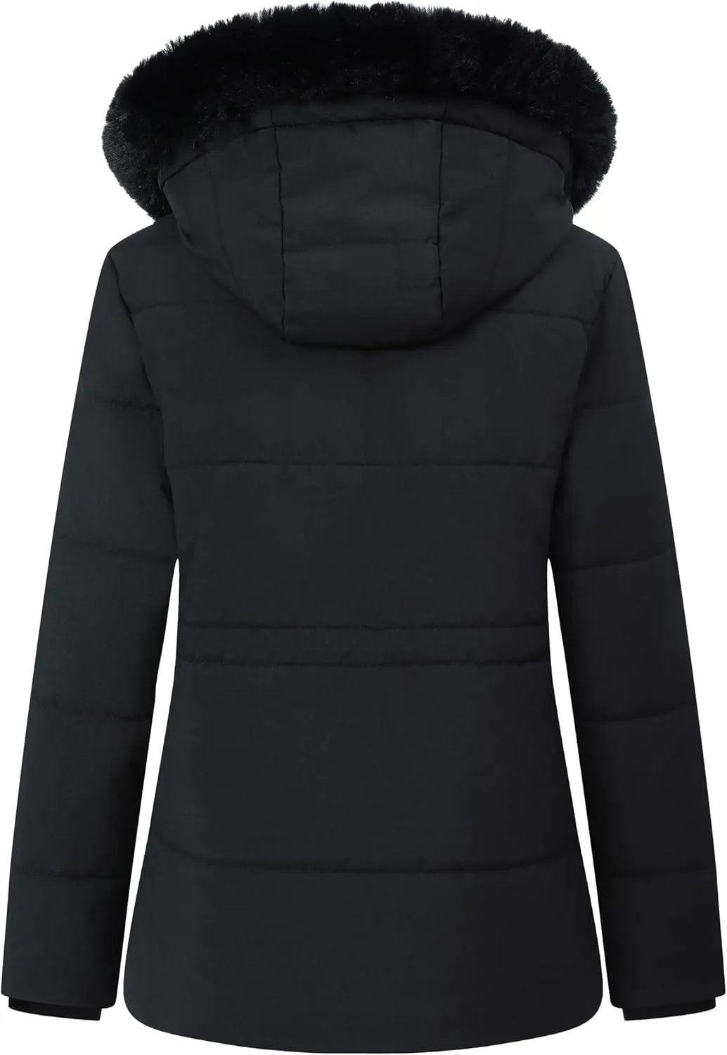 MOERDENG Women's Warm Winter Puffer Coat Thicken Fleece Lined Down Jacket Faux Fur Detachable Hood Snow Parka