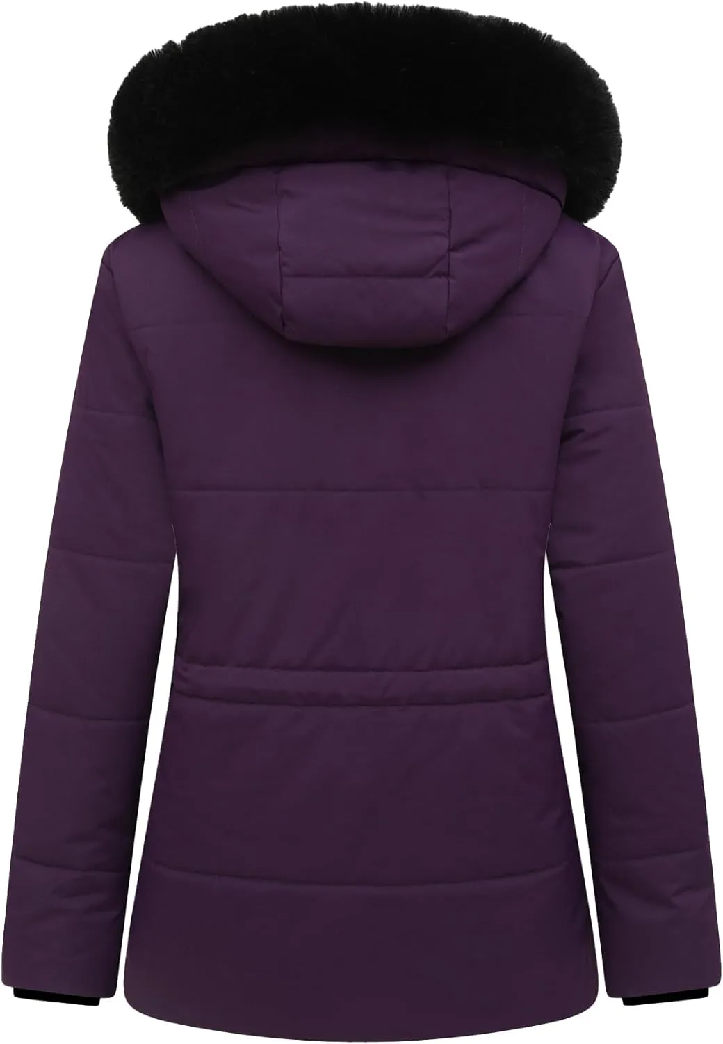 MOERDENG Women's Warm Winter Puffer Coat Thicken Fleece Lined Down Jacket Faux Fur Detachable Hood Snow Parka