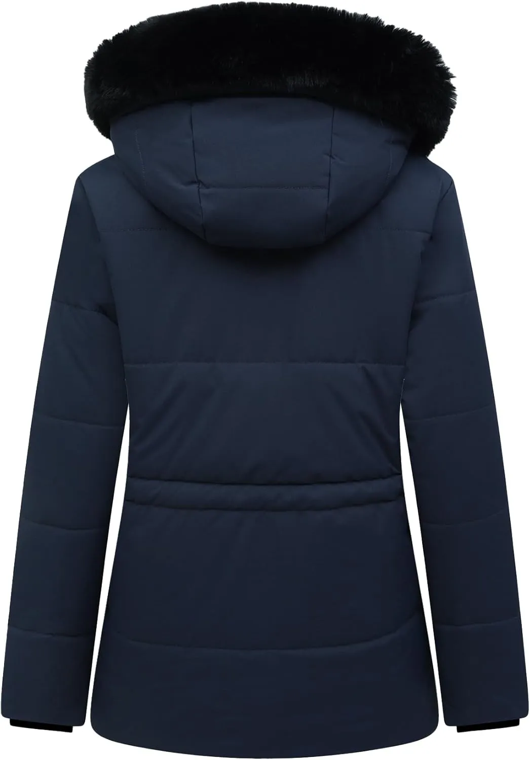 MOERDENG Women's Warm Winter Puffer Coat Thicken Fleece Lined Down Jacket Faux Fur Detachable Hood Snow Parka