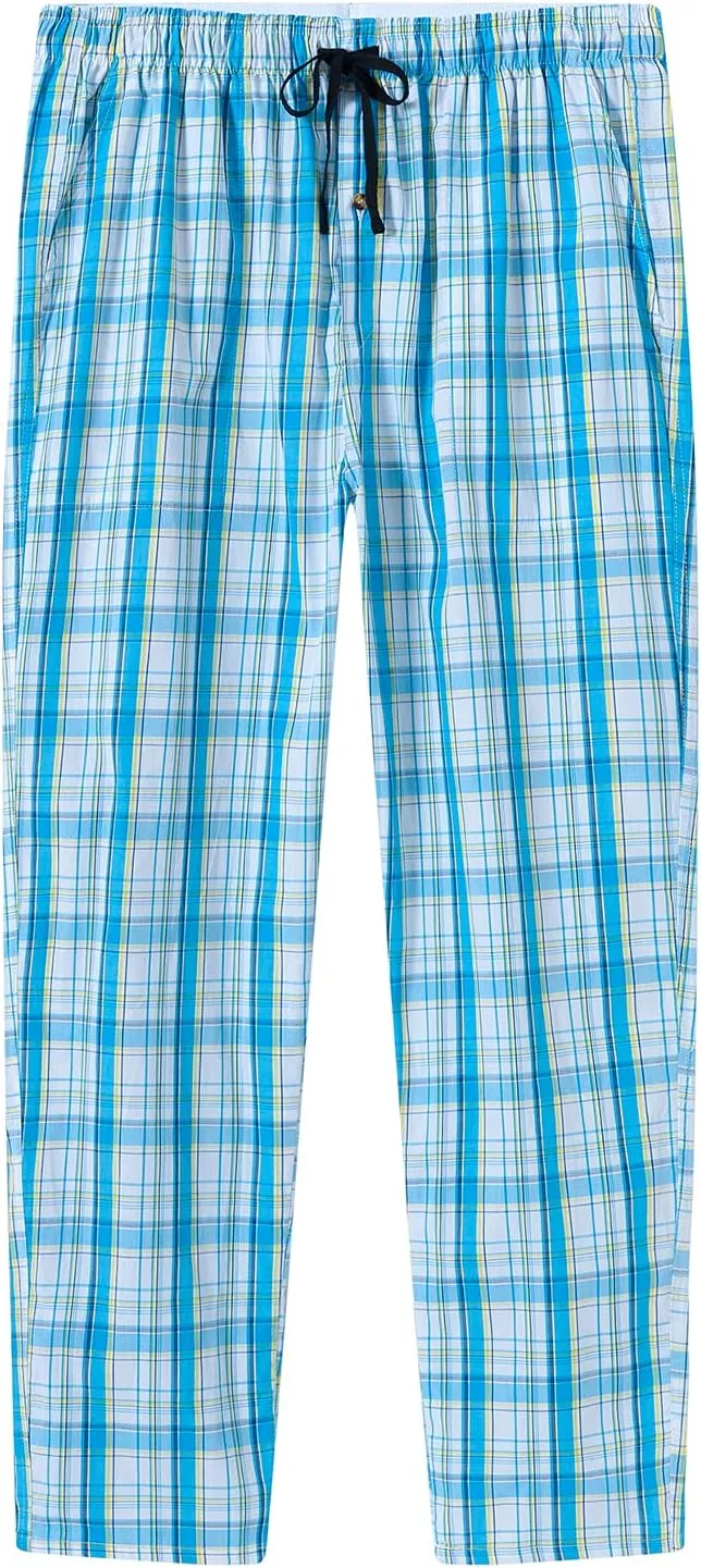 MoFiz Men's Pajama Bottom Pants Sleepwear Lounging Relaxed House PJS Pants with Drawstring Button Fly 3-Pack