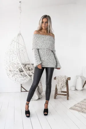 Off Shoulder Long Sleeves Slim Long Sweater