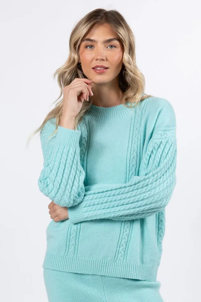 On My List Mint Cable Knit Sweater FINAL SALE
