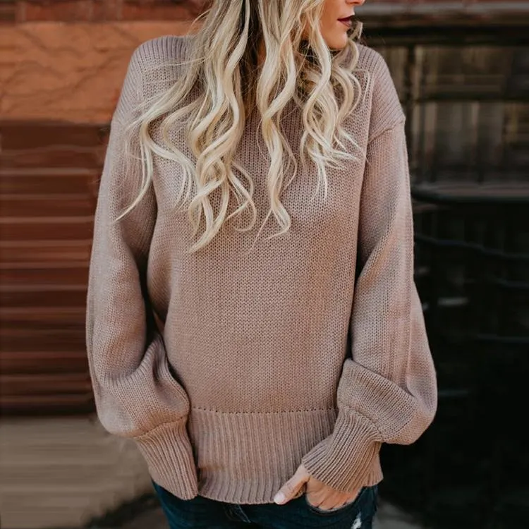 Open Back Straps Bowknot Long Lantern Sleeves Women Pullover Sweater