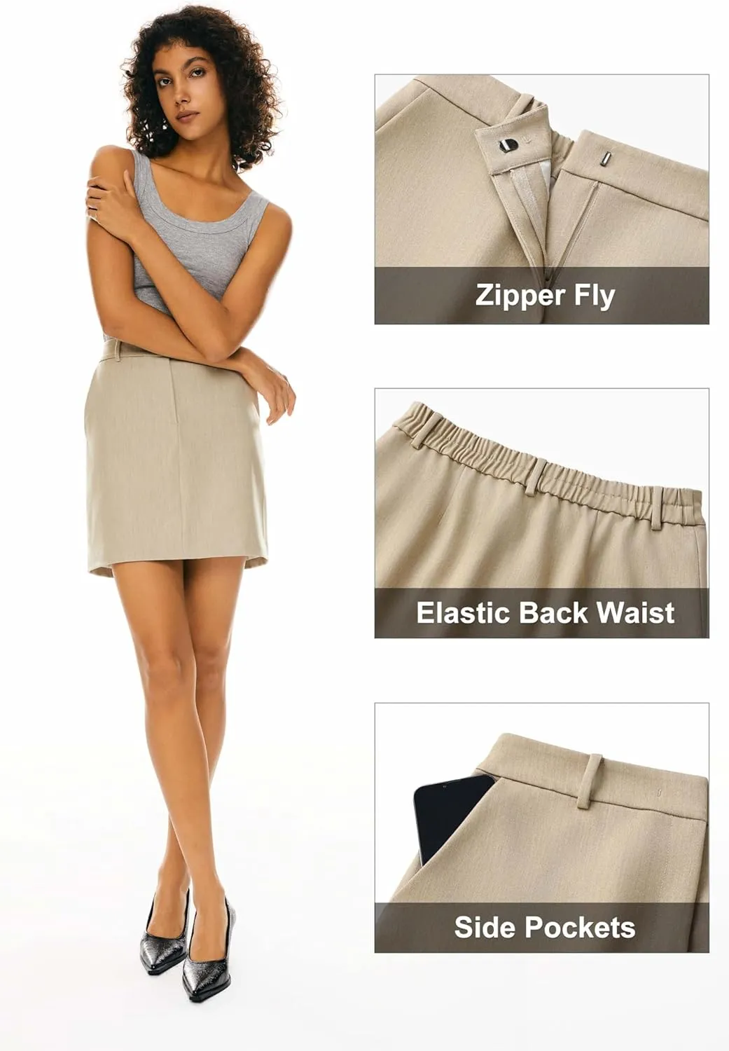 Orolay Women's High Waist Pencil Skirt Casual Stretch Bodycon Office Business Mini Skirts