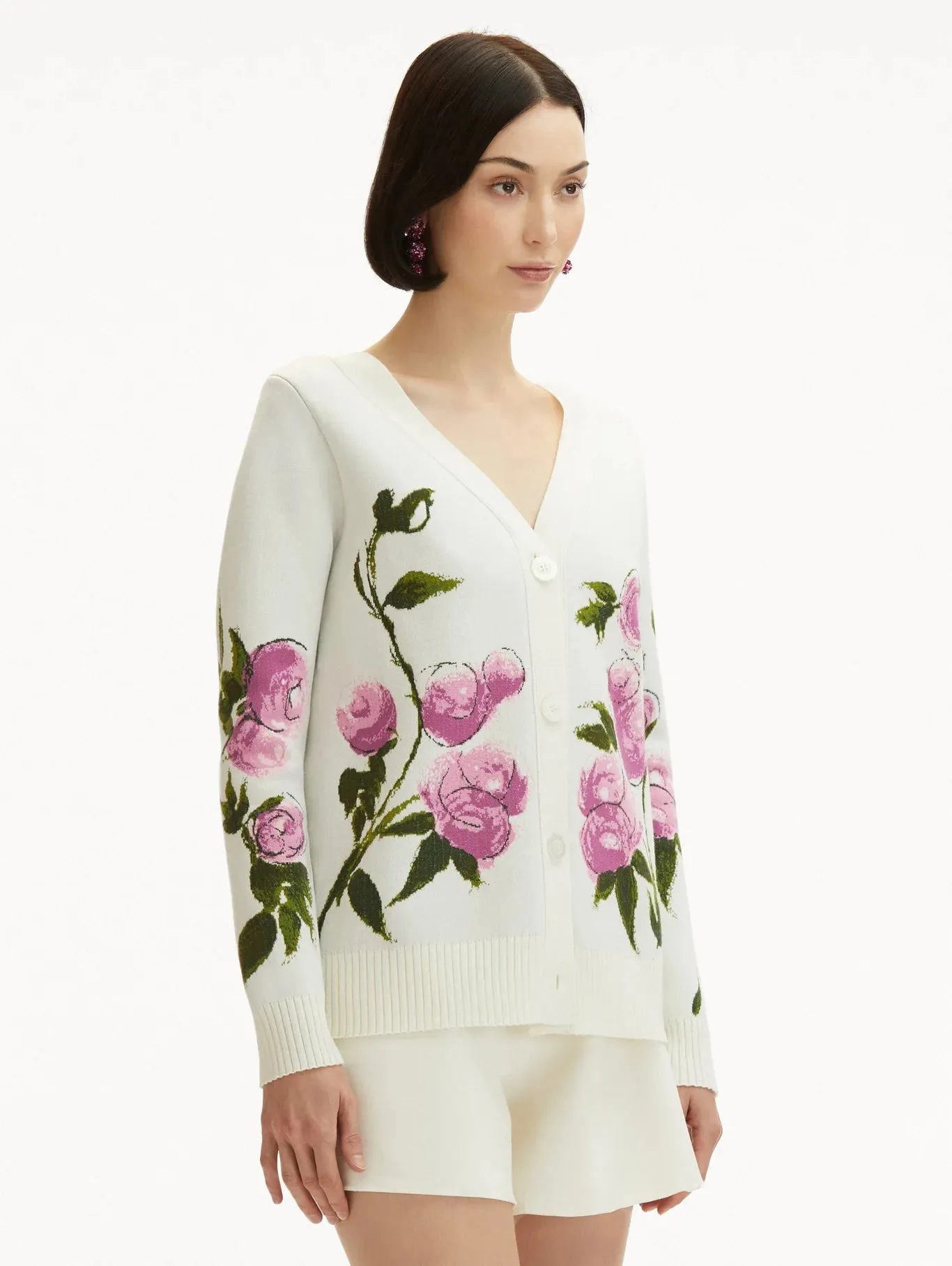 Oscar de la Renta - Rose Printed Long Cardigan