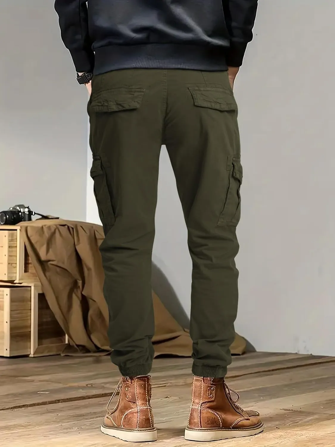 OUTSON Men's Relaxed Fit Cargo Pants 8 Pockets Work Pants Casual Outdoor Pants Ripstop Tactical Pants for Men