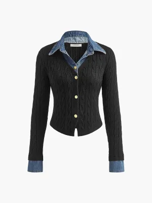 Panel Lapel Breasted Slim Cardigan