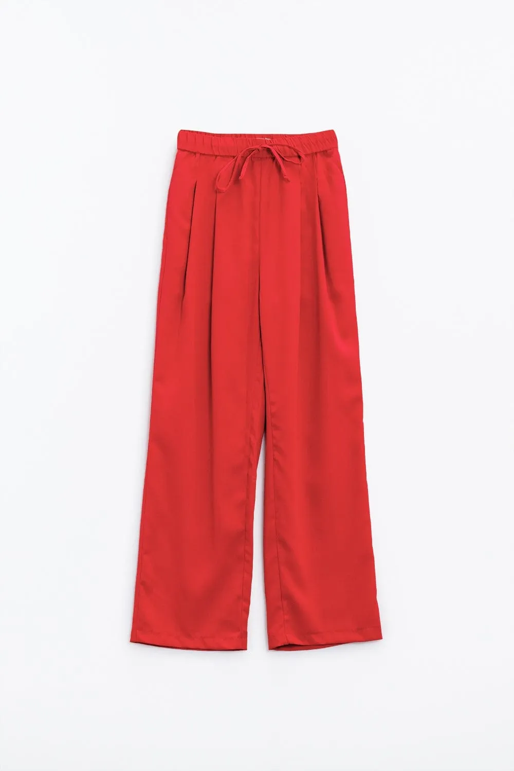 Pants In Coral With Front Pockets And Drawstring Closing