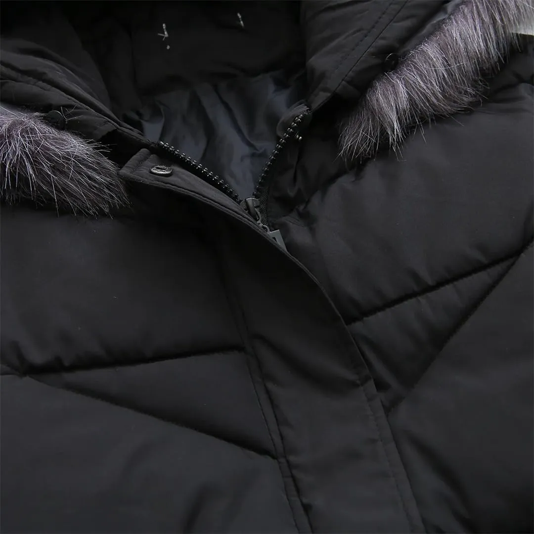Parkas Women Winter Loose Fit Long Padded Jacket Geometric Thick Down Cotton Hooded Keep Warm Coat