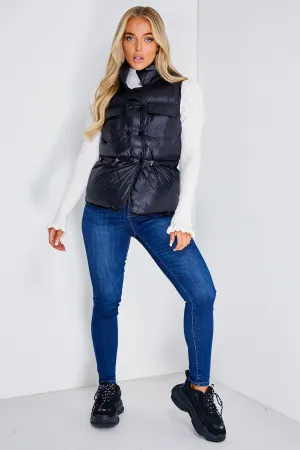 Pia Black Puffer Gilet Coat