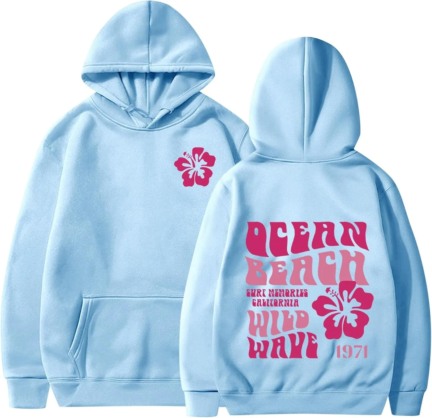 Pink Hoodie Oversized Sweatshirt for Women Teen Girls Letter Graphic Long Sleeve Drawstring Pullover Y2k Hoodies