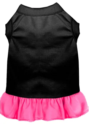 Plain Pet Dress Black With Bright Pink Xl