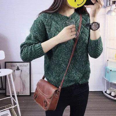 Pure Color Long Sleeves Scoop Regular Sweater