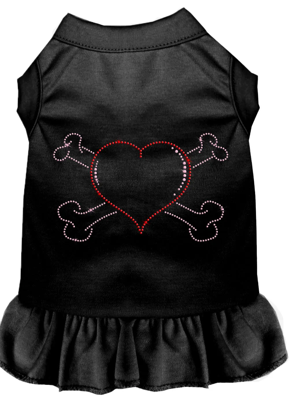 Rhinestone Heart And Crossbones Dress Black Xs