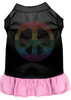 Rhinestone Rainbow Peace Dress Black With Light Pink Med