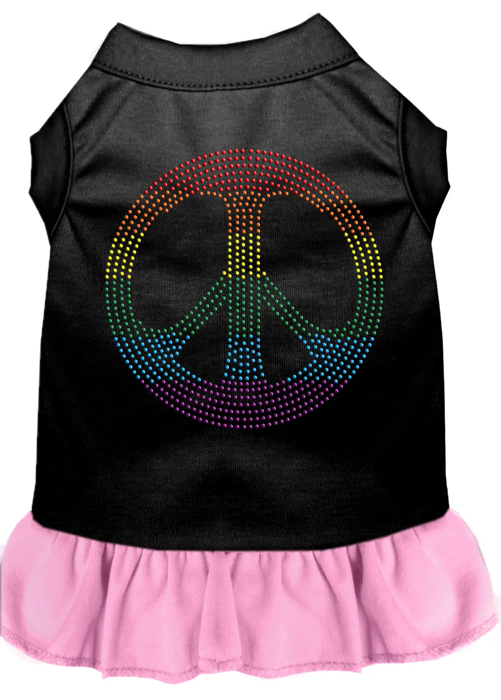Rhinestone Rainbow Peace Dress Black With Light Pink Med