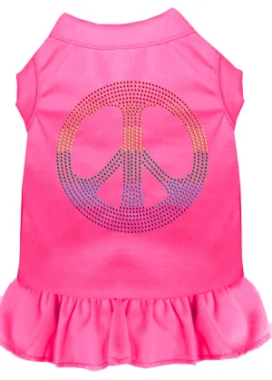 Rhinestone Rainbow Peace Dress Bright Pink 4x
