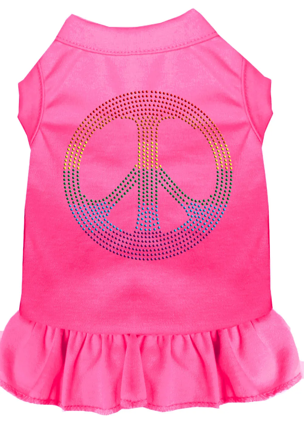Rhinestone Rainbow Peace Dress Bright Pink 4x